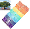 OYEFLY Rainbow Chakra Yoga Mat Sunscreen Shawl Hippy Boho Gypsy