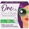 Poise Feminine Pads with Wings (2-in-1 Period & Bladder Leakage Pad for Women), Regular, Heavy Absorbency for Period Flow, Light Absorbency for Bladder Leaks, 18 Count