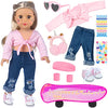 ZITA ELEMENT 18 Inch Girl Doll Scooter Skateboard Clothes and Accessories - 18 Inch Doll Clothes Set Sport Shoes Scooter and Other Outdoor Sport Stuff