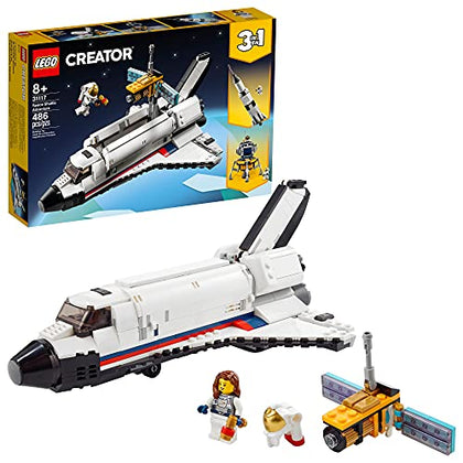 LEGO Creator 3in1 Space Shuttle Adventure 31117 Building Kit; Cool Toys for Kids Who Love Rockets and Creative Fun; New 2021 (486 Pieces)