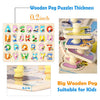 Wooden Peg Puzzles Set for Toddlers 3 4 Years Old, Alphabet ABC, Numbers and Farm Animals Learning Puzzles Board for Kids, Preschool Educational Pegged Puzzles Activity Toys Gift for Boys Girls