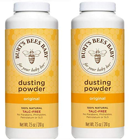 Burt's Bees Baby Bee Dusting Powder Bottle, 7.5-Ounce Bottles (Pack of 2)