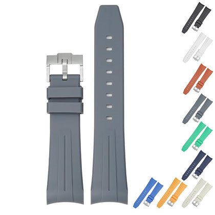 22mm Curved End Rubber Band For Blancpain X Swatch, Replacement Watch Band With Buckle For Blancpain X Swatch Silicone Rubber Watch Strap - Multiple Colors (Gray)