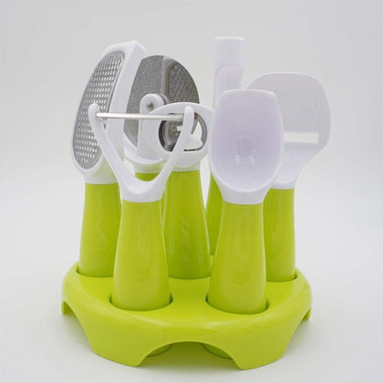 kitchen utensil set with stand, 7 pieces