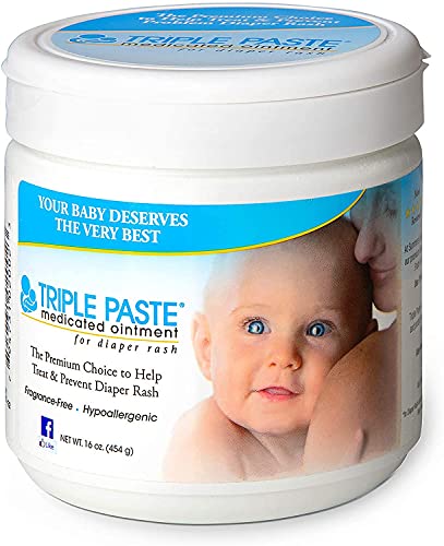 Triple Paste Diaper Rash Cream, Hypoallergenic Medicated Ointment for Babies, 16 oz