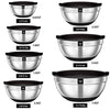 AIKKIL Mixing Bowls with Airtight Lids, 20 piece Stainless Steel Metal Nesting Bowls, Non-Slip Silicone Bottom, Size 7, 3.5, 2.5, 2.0,1.5, 1,0.67QT Great for Mixing, Baking, Serving (Black)