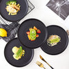 Bruntmor 6 Inch Ceramic Plate Set of 4, Round Black Color Ceramic Salad Plate for Christmas party, Ceramic Dinner Plates for Christmas Gift, Ceramic Plates Set for 4, plate sets microwave safe