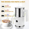 Huogary Electric Milk Frother and Steamer - Stainless Steel Milk Steamer with Hot and Cold Froth Function, Automatic Foam Maker, 120V (White)