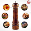 Wooden Pepper Mill or Salt Mill with a cleaning brush - 8 inch tall - Best Pepper or Salt Grinder Wood with a Adjustable Ceramic Rotor and easily refillable - Oak Wood Pepper Grinder for your kitchen