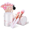 Makeup Brushes Set DUAIU 16PCS Marble Make up Brushes Foundation Eyeshadow Concealer Eyebrow Blush Face Mask Brush Set With Gift Box Make Up Tool?Pink)