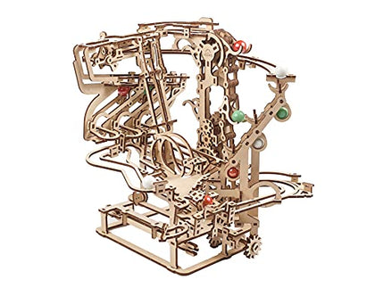 UGEARS 3D Puzzle Marble Run Chain - Creative 3D Wooden Puzzles for Adults with Rubber Band Motor - Marble Run Chain Wood Model Kit - Unique Wooden Puzzle - 3D Puzzles for Adults and Kids Building Kit