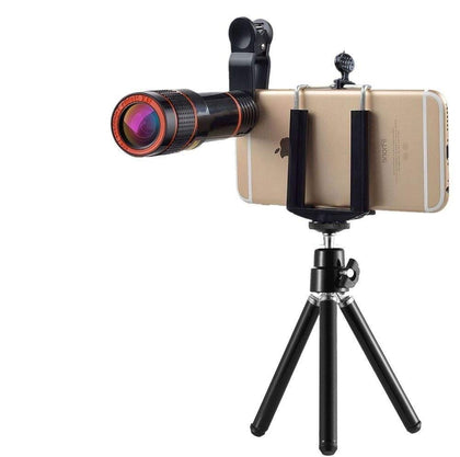 portable mini 4 in 1 mobile phone lens telescope with metal telephoto lens with tripod kit blur background effect for all smartphone