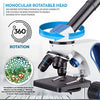 AmScope M162C-2L-PB10-WM-SP14-50P100S 40X-1000X Beginners Microscope Kit for Kids & Students w/Complete Science Accessory Kit + World of The Microscope Book