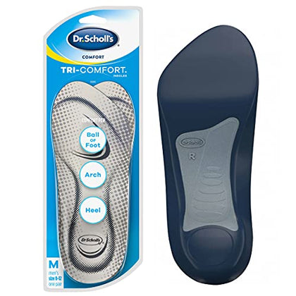 Dr. Scholl's Tri-Comfort Insoles // Comfort for Heel, Arch and Ball of Foot with Targeted Cushioning and Arch Support (for Men's 8-14, Also Available Women's 6-10)