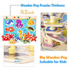 Wooden Peg Puzzles for Toddlers 2 3 4 Years Old, Kids Educational Preeschool Peg Puzzles Toy, 3 Pcs Toddler Puzzles Set - Traffic, Animals and Ocean, Great Gift for Girls and Boys (First Edition)