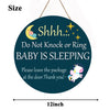 Cute Baby Sleeping Hanging Sign Plaque, Do Not Knock Or Ring The Bell, Round Wooden Door Hanger for Baby Room, Nursery, Front Door, Door Knob Decor, Shhh Sleeping Baby Door Sign (12x12inch)