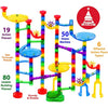 Marble Genius Marble Run (130 Complete Pieces) Maze Track or Board Games for Kids 8-12, for Adults, Teens, and Toddlers, (80 Translucent Marbulous Pieces + 50 Glass-Marble Set), Starter Set