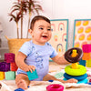 B. toys- B. baby -Baby Blocks & Stacking - 10 Numbered Blocks & 5 Colorful Rings - Building Play Set for Infants - Educational Toys - One Two Squeeze & Stacking Stones - 6 Months +