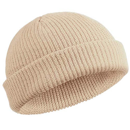 SATINIOR Trawler Beanie Watch Hat Roll-up Edge Skullcap Fisherman Beanie for Women (Beige)