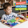 deMoca Busy Board Montessori Toys for Toddlers, Kids Sensory Wooden Activity Board with 10 Preschool Educational Activities to Develop Fine Motor Skills, Travel Toy, Boys & Girls Gift