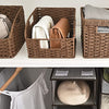 StorageWorks Round Paper Rope Storage Baskets for Organizing, Wicker Baskets with Built-in Handles, Handwoven Wicker Storage Baskets, Wicker Baskets for Shelves Storage, Brown, 2 Pack