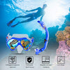 Aisrida Kids Snorkeling Set Children Mask Fin Snorkel Set Snorkeling Gear Snorkel Mask + Adjustable Swimming Kids Flippers+ Dry Snorkel Tube + Travel Bags (Blue)