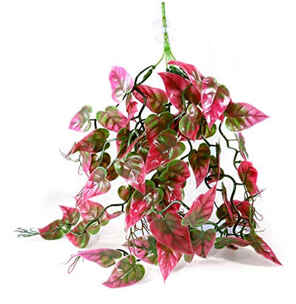 Pangea Hanging Plants Deluxe Decor for Reptile Enclosure Habitat (Red)