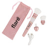 Taste Beauty Flare LED Light-Up Makeup Brush, 3 Interchangeable Heads, USB-C Charger, and Travel Bag