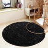 junovo Round Rug 4x4 Feet Fluffy Soft Area Rugs for Kids Girls Room Princess Castle Plush Shaggy Carpet Cute Circle Nursery Rug for Kids Girls Bedroom Baby Room Home Decor Circular Carpet, Black