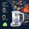 Vianté Hot Tea Maker Electric Glass Kettle with tea infuser and temperature control. Automatic Shut off. Brewing Programs for your favorite teas and Coffee.