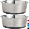 Gorilla Grip Stainless Steel Metal Pet Bowls Set of 2, Quiet Rubber Base, Heavy Duty, Rust Resistant, Food Grade BPA Free, Less Sliding for Cats and Dogs, Dry and Wet Foods, 2 Cups, Gray