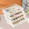 Weiai Acrylic Jewelry Organizer, Clear Jewelry Box with 4 Drawers, Jewelry Case Storage for Women (Beige)