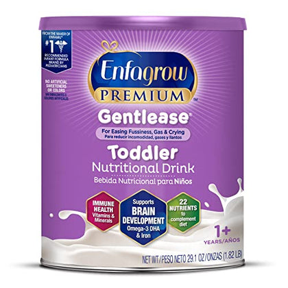 Enfagrow Premium Gentlease Toddler Nutritional Drink, Omega-3 DHA for Brain Support, Prebiotics & Vitamins for Immune Health, Non-GMO, 29.1 Oz Can