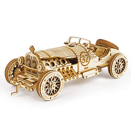 ROKR 3D Wooden Puzzle for Adults-Mechanical Car Model Kits-Brain Teaser Puzzles-Vehicle Building Kits-Unique Gift for Kids on Birthday/Christmas Day(1:16 Scale)(MC401-Grand Prix Car)