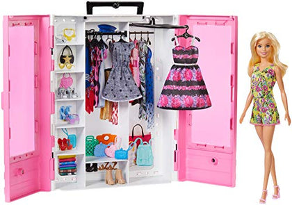 Barbie Fashionistas Ultimate Closet Portable Fashion Toy with Doll, Clothing, Accessories and Hangers, Gift for 3 to 8 Year Olds