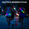 OLIKER LED Reflective Running Gear,High Visibility Reflective Belt Sash with Safety Light,USB Rechargeable Adjustable Size Night Reflective Accessories for Night Outdoor Running Walking (Colorful)