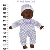 11 inch Soft Body African American Newborn Baby Doll in Gift Box - Doll Pacifier Included