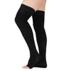 LIN PERFORMANCE 20-30 mmHg Medical Compression Stockings for Women and Men Thigh High,Dot-Top,Open Toe Socks for Varicose Vein Swollen legs Travel Flight Pregnant(Black,L)