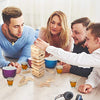 ArtCreativity Tumbling Tower Drinking Game, Drinking Game with 4 Glasses and 60 Wooden Blocks with Challenges, Fun House Party Games for Game Night, Great Gift Idea