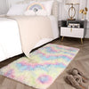 junovo Soft Rainbow Area Rugs for Girls Room, Fluffy Colorful Rugs Cute Floor Carpets Shaggy Playing Mat for Kids Baby Girls Bedroom Nursery Home Decor, 2ft x 4ft Tie-Dyed Rainbow