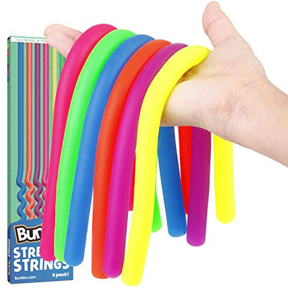 BUNMO Super Sensory Stretchy Strings 6pk | Calming & Textured Monkey Stretch Noodles | Sensory Toys for Autistic Children | Stress Relief & Anxiety Toys for Kids | Hours of Fun for Kids (Smooth)