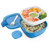 Bentgo® All-in-One Salad Container - Large Salad Bowl, Bento Box Tray, Leak-Proof Sauce Container, Airtight Lid, & Fork for Healthy Adult Lunches; BPA-Free & Dishwasher/Microwave Safe (Blue)