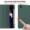 ZryXal New iPad Pro 11 Inch Case 2022(4th Gen)/2021(3rd Gen)/2020(2nd Gen) with Pencil Holder,Smart iPad Case [Support Touch ID and Auto Wake/Sleep] with Auto 2nd Gen Pencil Charging (Midnight Green)