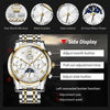 OLEVS Mens Automatic Watch Mechanical Self Winding Luxury Business Dress Moon Phase Stainless Steel Calendar Wrist Watches for Men Waterproof Luminous