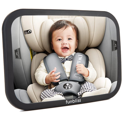 funbliss Baby Car Mirror Safely Monitor Infant Child in Rear Facing Car Seat,Car Mirror Baby Rear Facing Seat?See Children or Pets in Backseat?Best Newborn Car Seat Accessories, Shatterproof