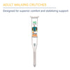 Hugo Mobility Adjustable Adult Crutches For Walking, Walking Crutches, Comfortable Lightweight Crutches with Underarm Pad and Hand Grip.