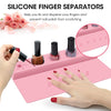 Nail Polish Holder 2 in 1 Silicone Fingernail Painting Tools Nails Art Accessories Organizer Case Set Hand Rest Mat with Anti-Spill Bottle Stand and Finger Separators for Pedicure Manicure (Pink)