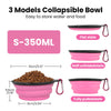 collapsible pet bowl- small size (350ml) |portable water bowl|foldable silicone bowl |lightweight and travel friendly for hiking, walking & camping (pink)