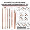 Pimple Popper Tool Kit, 6 Pcs Blackhead Remover Acne Needle Tools Set Removing Treatment Comedone Whitehead Popping Zit for Nose Face Skin Blemish Extractor Tool - Rose Gold