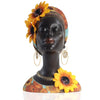 African Art Bust Statue, Home Decor African Sunflower Girl Figurines, Home Decor Resin Black African American Bust Sculpture, Suitable For Living Room, Room, Desktop, Bookcase, Wooden Shelf Decor